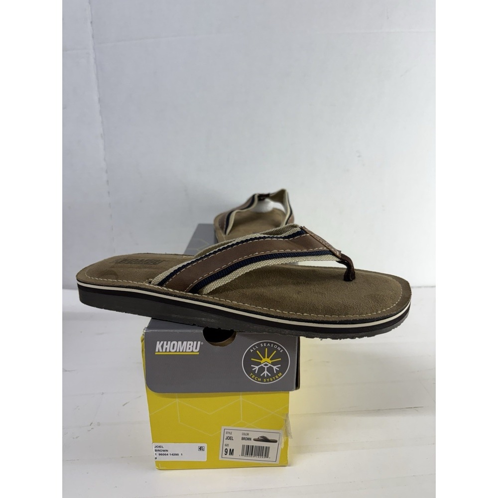 KHOMBU JOEL MEN'S FLIP-FLOP SANDALS COLOR BROWN COMFORTABLE SIZE 9M NEW IN BOX
